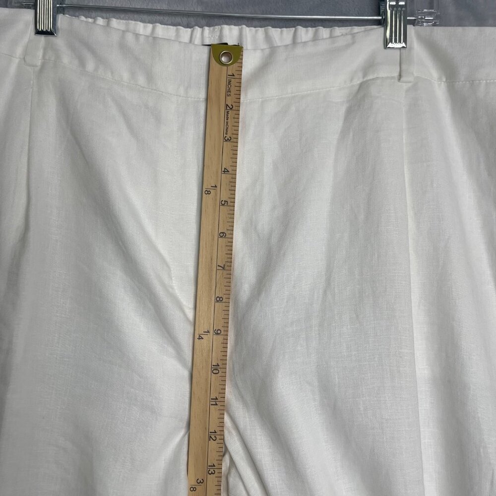 Talbots 100% Linen Bristol Crop Pant White Woemns Plus Size 22W Petite High Rise - Picture 8 of 10